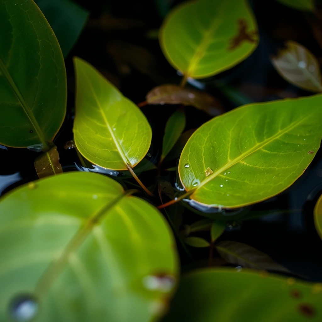 Naturmotiv Seegrün und Blättertextur